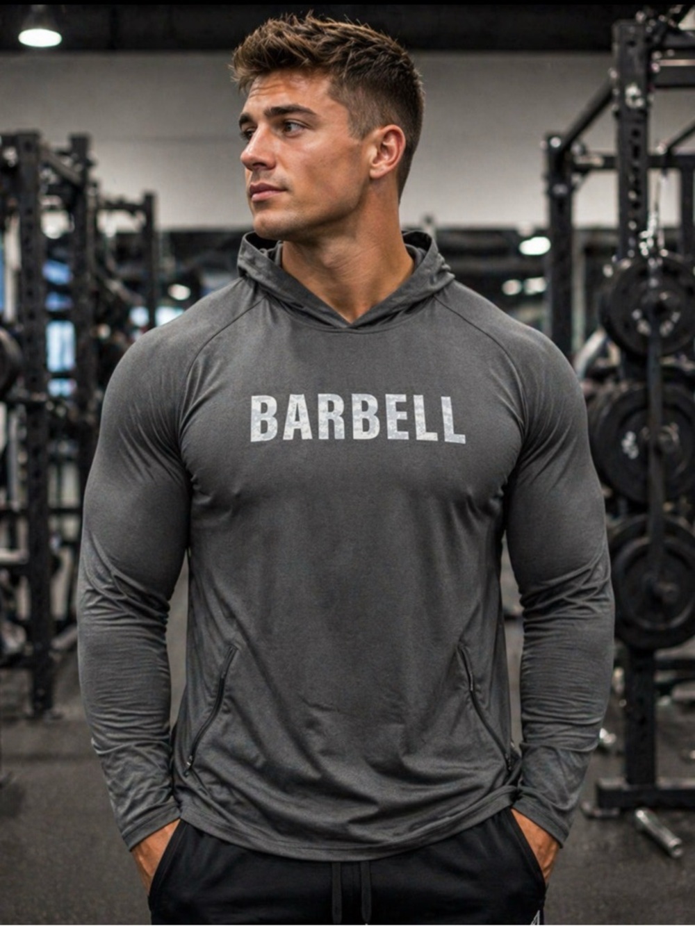 BARBELL Men's Charcoal Hoodie Shirt Size 3XL